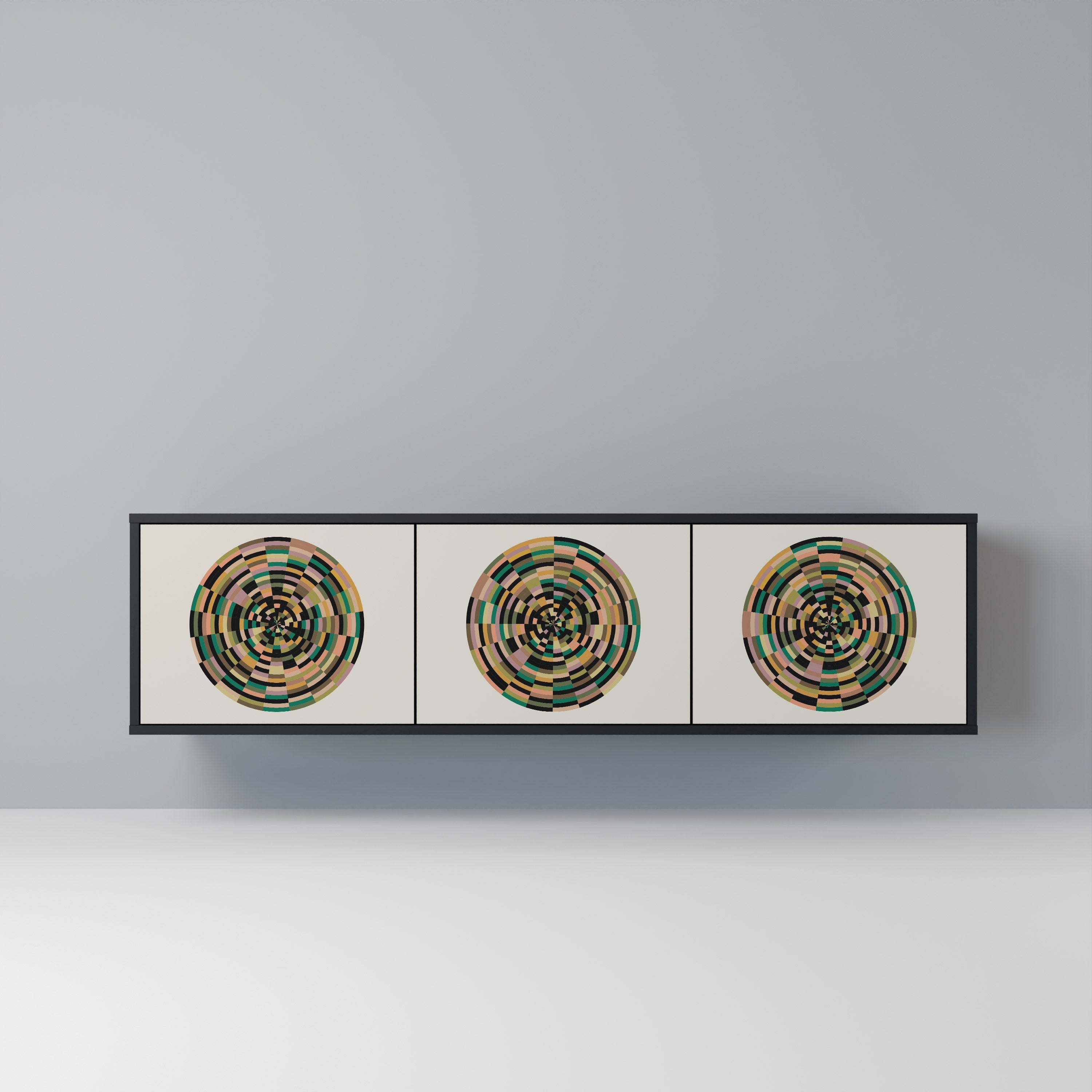 Meuble TV 3 portes GREEN CIRCLES finition noire