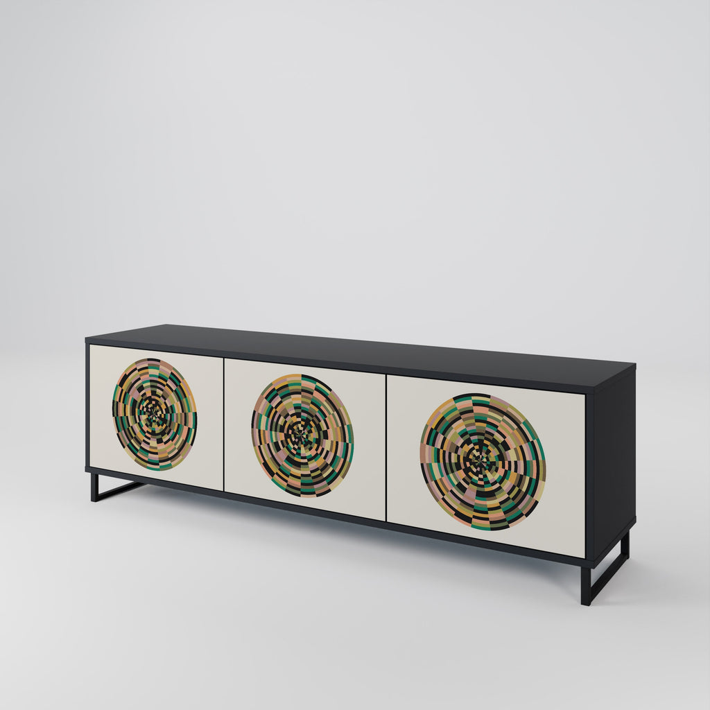 Meuble TV 3 portes GREEN CIRCLES finition noire