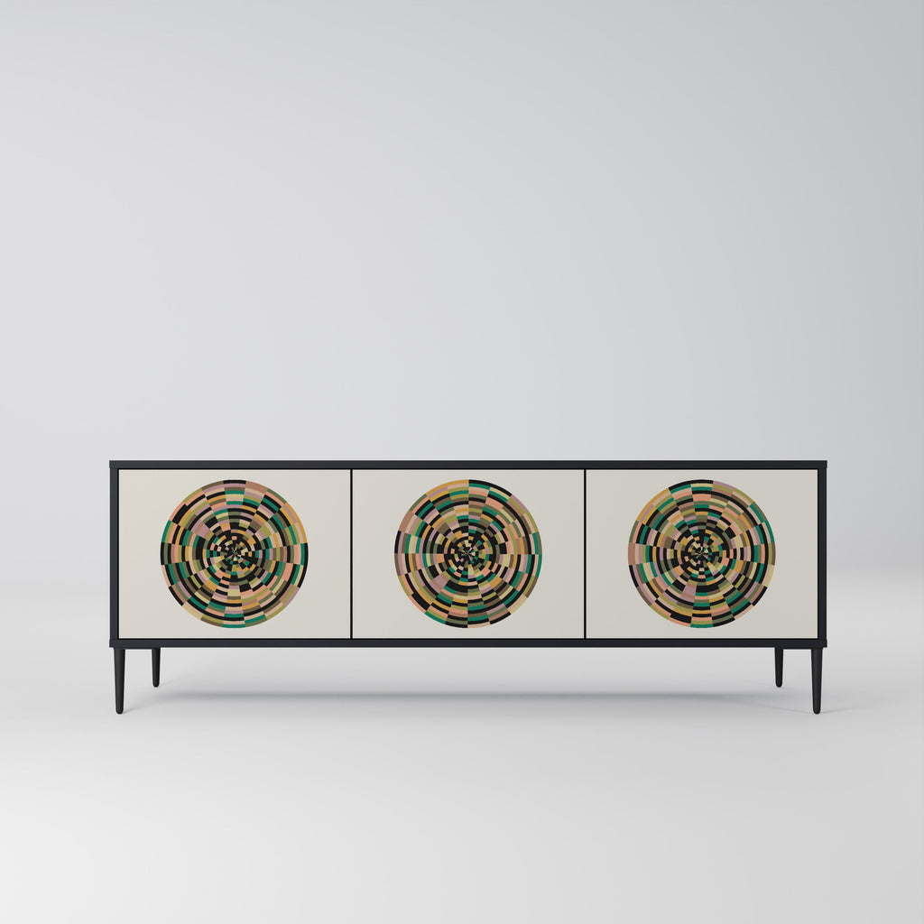 Meuble TV 3 portes GREEN CIRCLES finition noire