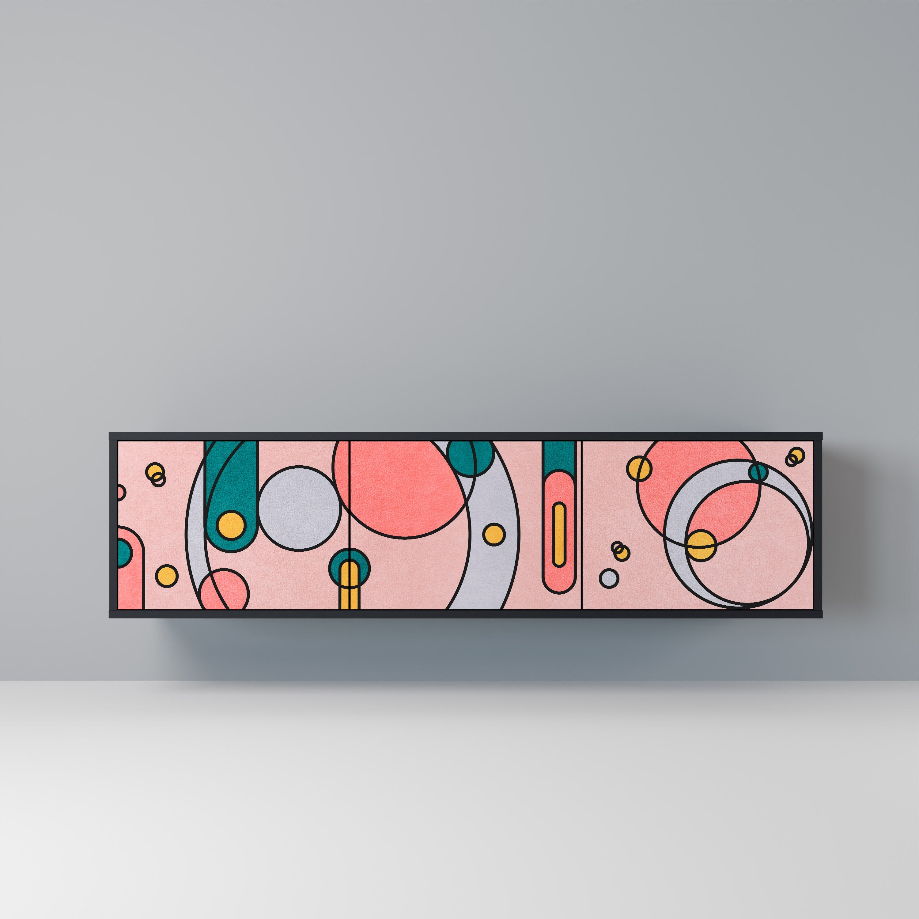 Meuble TV 3 portes GOSSAMER ECHOES finition noire