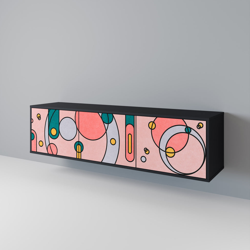 Meuble TV 3 portes GOSSAMER ECHOES finition noire