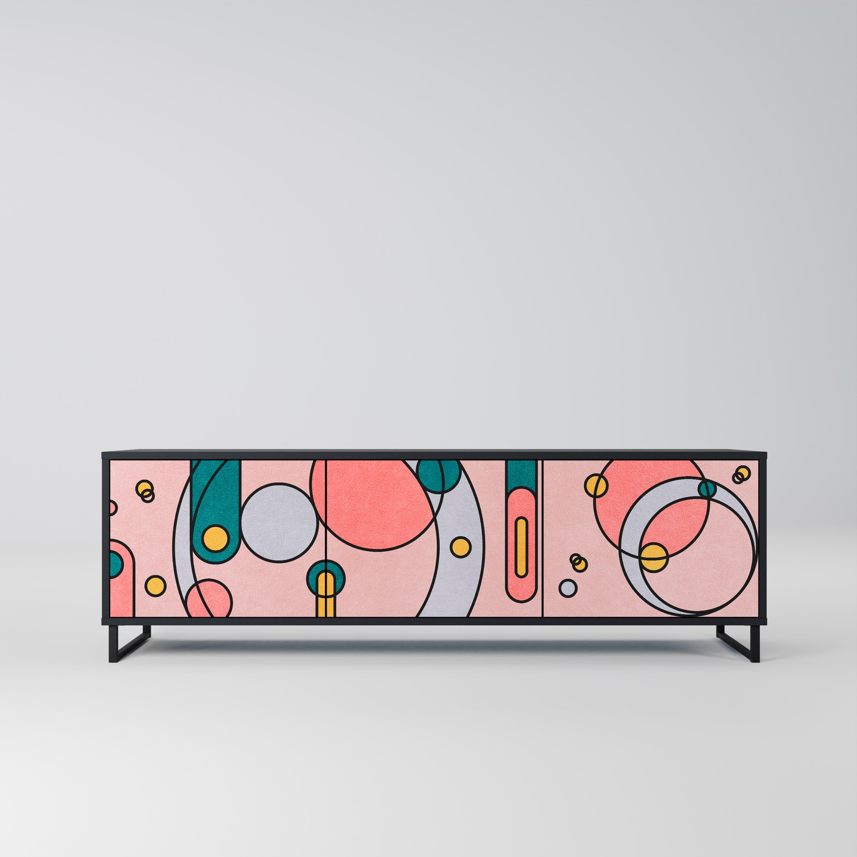 Meuble TV 3 portes GOSSAMER ECHOES finition noire