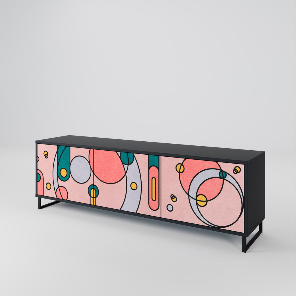 Meuble TV 3 portes GOSSAMER ECHOES finition noire