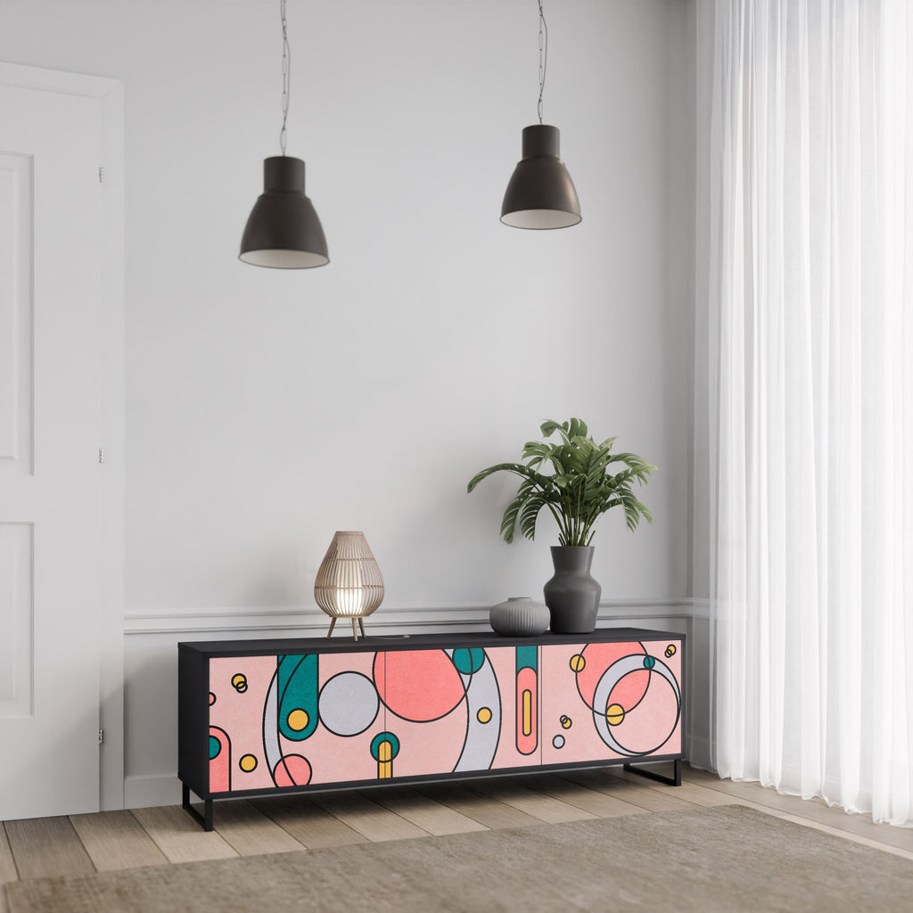 Meuble TV 3 portes GOSSAMER ECHOES finition noire