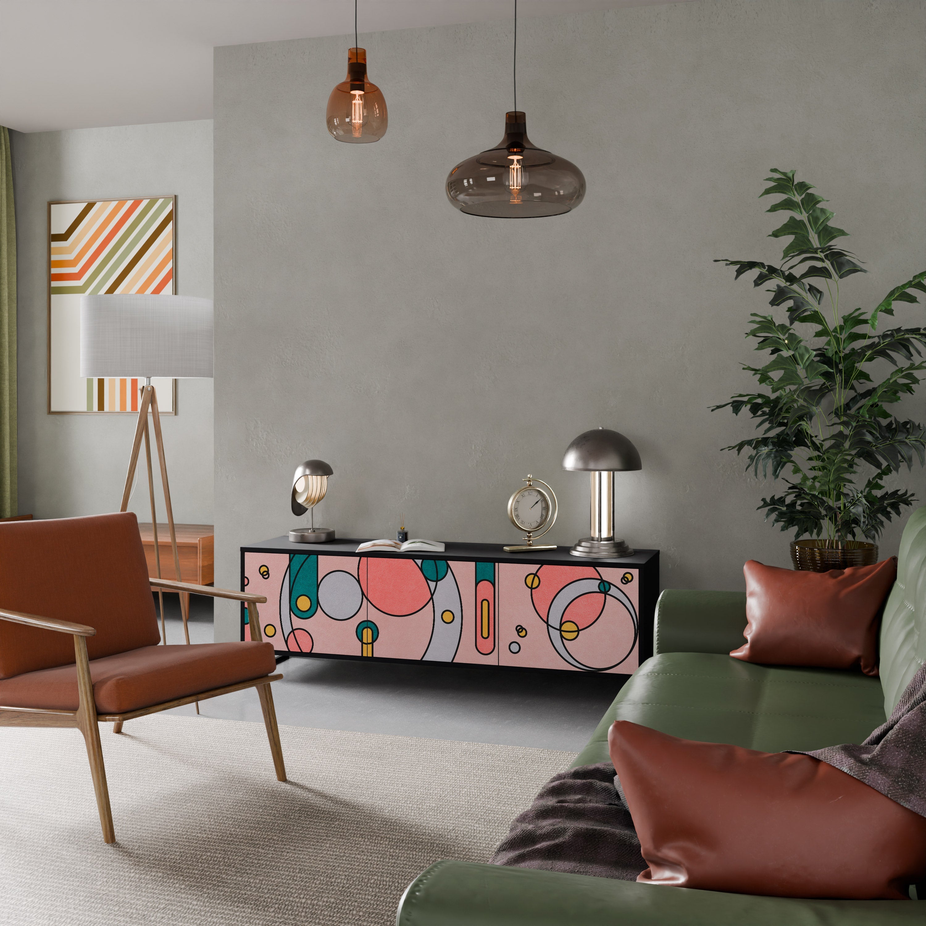 Meuble TV 3 portes GOSSAMER ECHOES finition noire