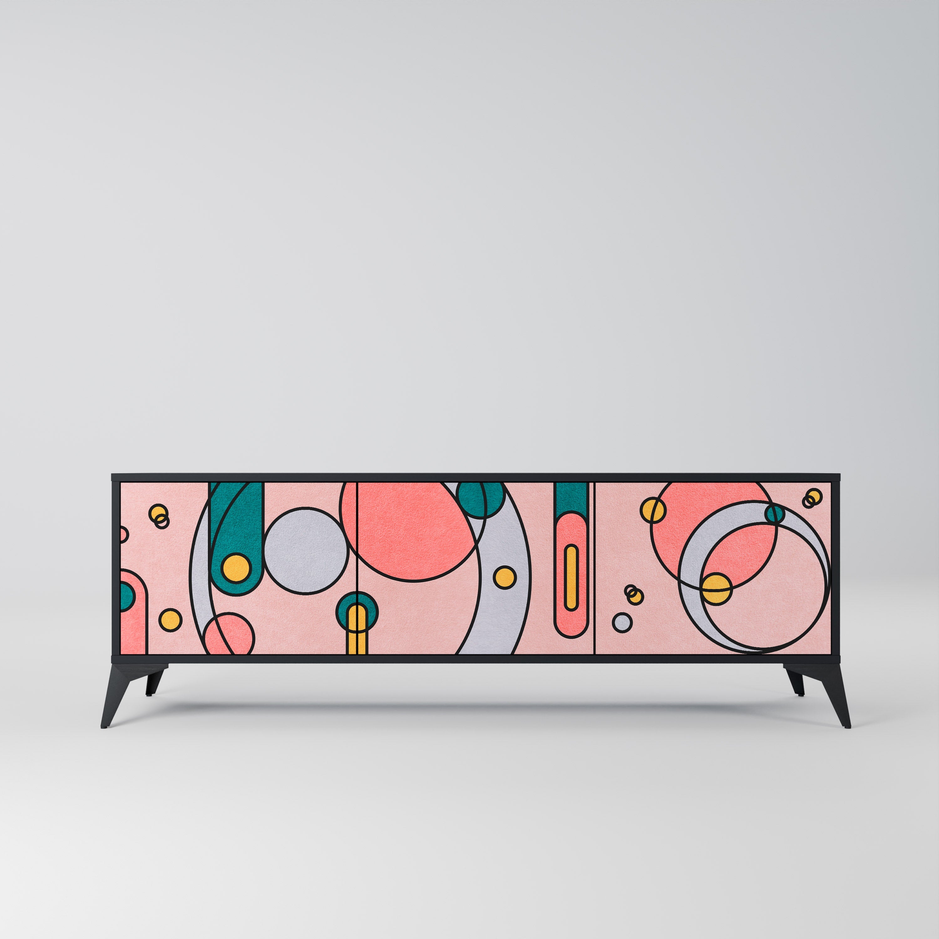 Meuble TV 3 portes GOSSAMER ECHOES finition noire