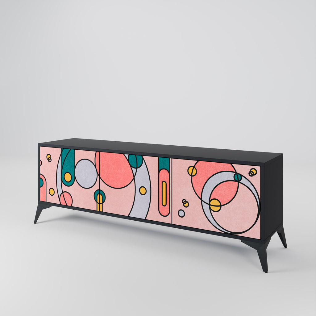 Meuble TV 3 portes GOSSAMER ECHOES finition noire