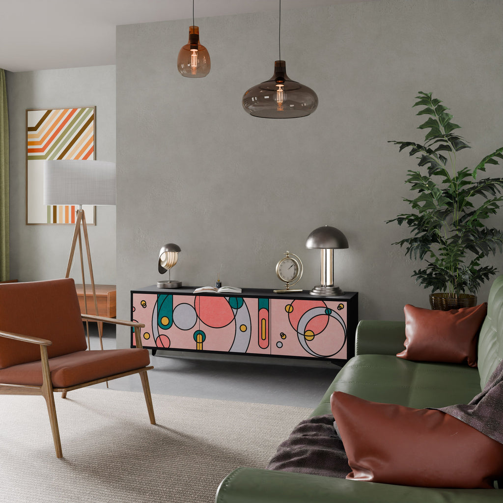 Meuble TV 3 portes GOSSAMER ECHOES finition noire