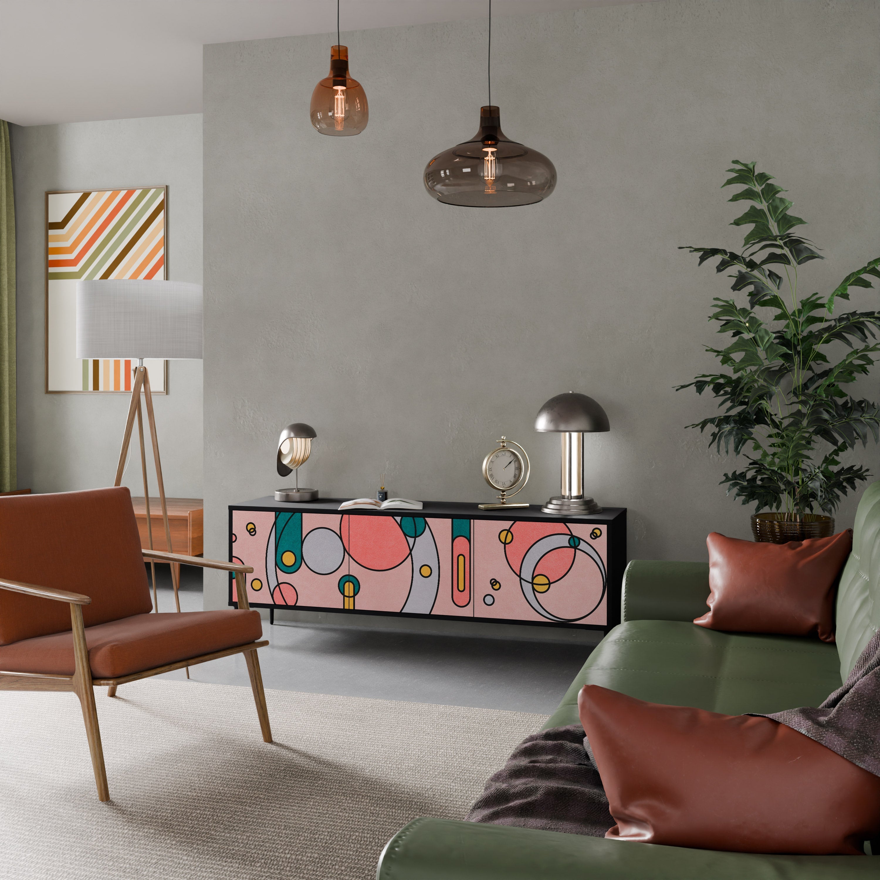 Meuble TV 3 portes GOSSAMER ECHOES finition noire