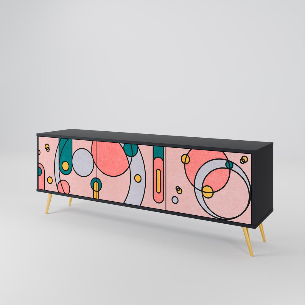 Meuble TV 3 portes GOSSAMER ECHOES finition noire