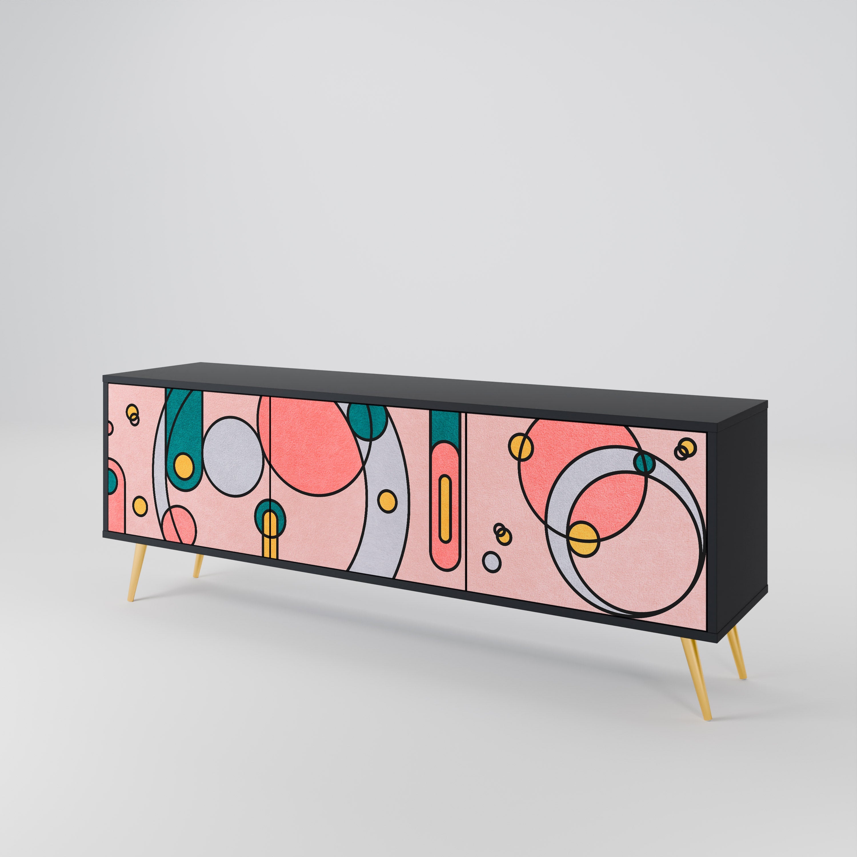 Meuble TV 3 portes GOSSAMER ECHOES finition noire