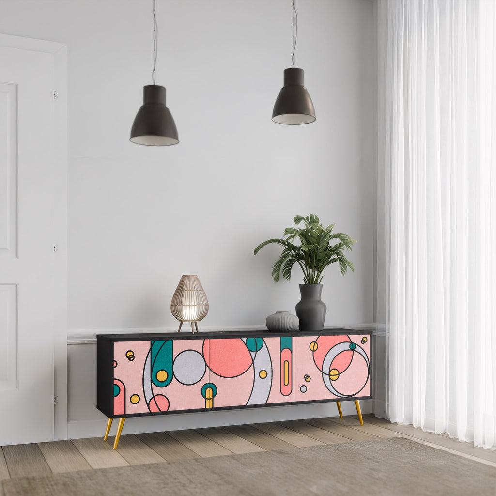 Meuble TV 3 portes GOSSAMER ECHOES finition noire