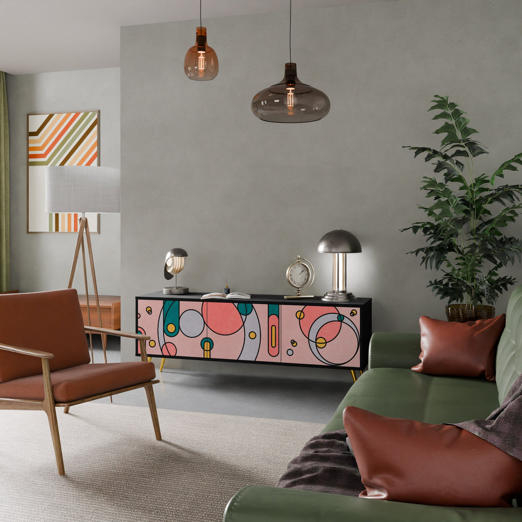 Meuble TV 3 portes GOSSAMER ECHOES finition noire