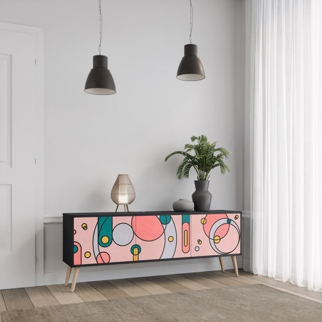 Meuble TV 3 portes GOSSAMER ECHOES finition noire