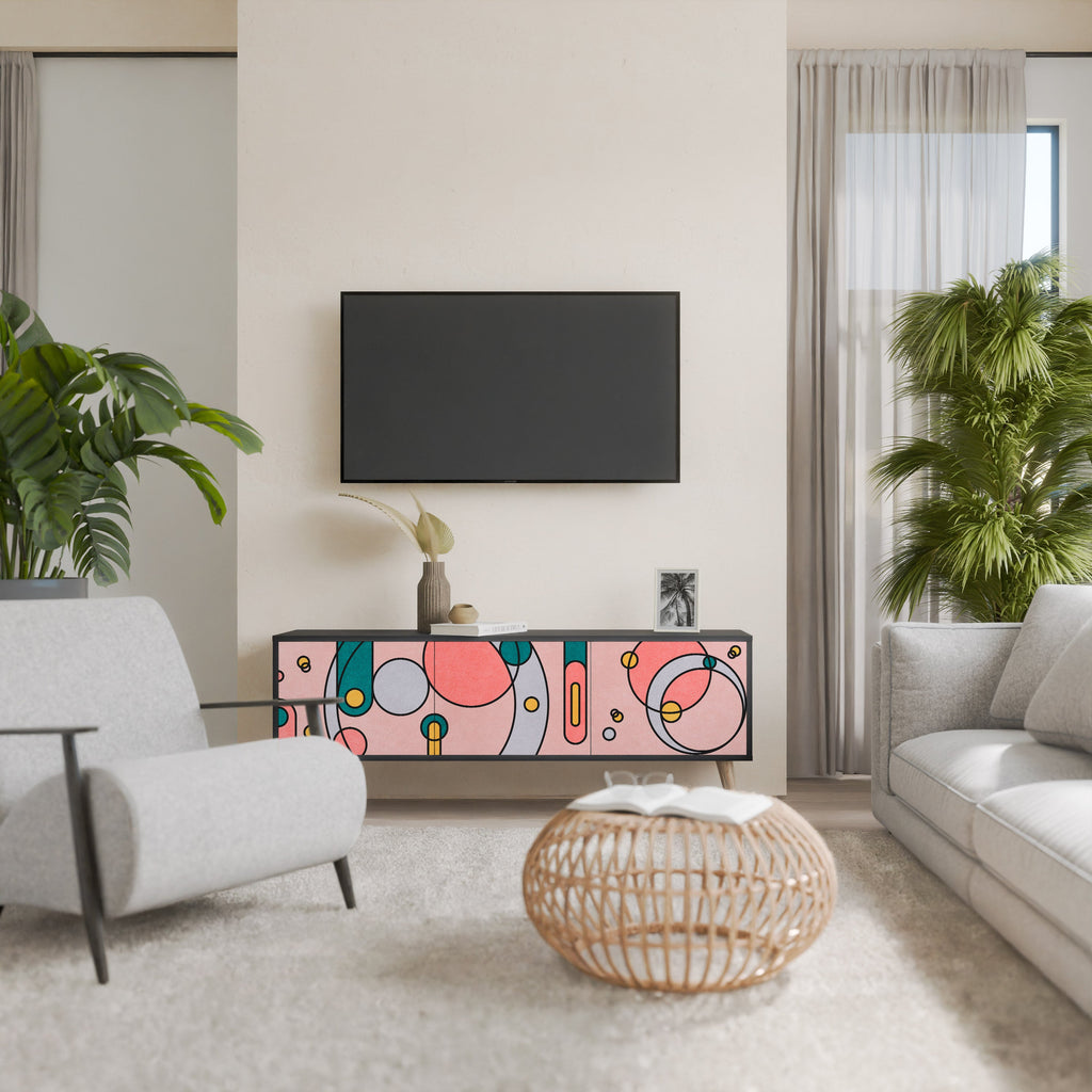 Meuble TV 3 portes GOSSAMER ECHOES finition noire