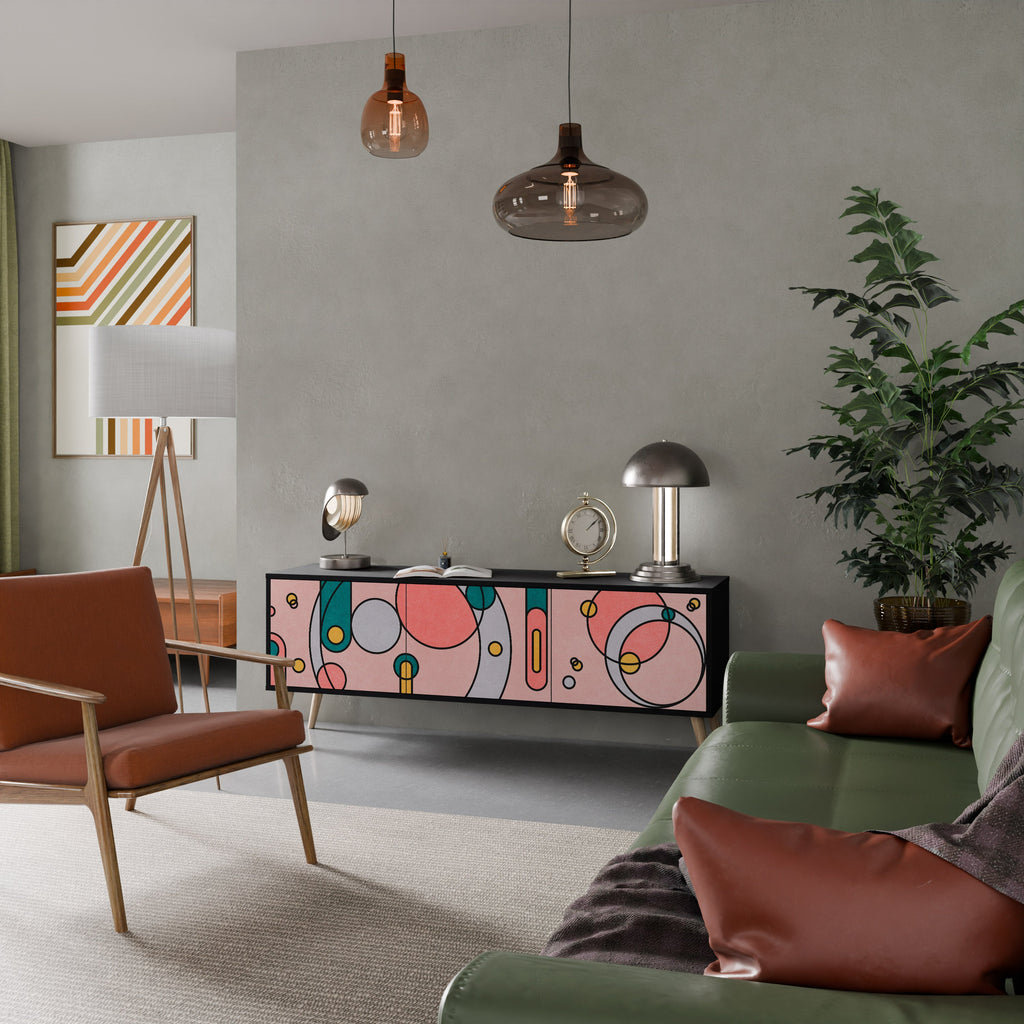 Meuble TV 3 portes GOSSAMER ECHOES finition noire