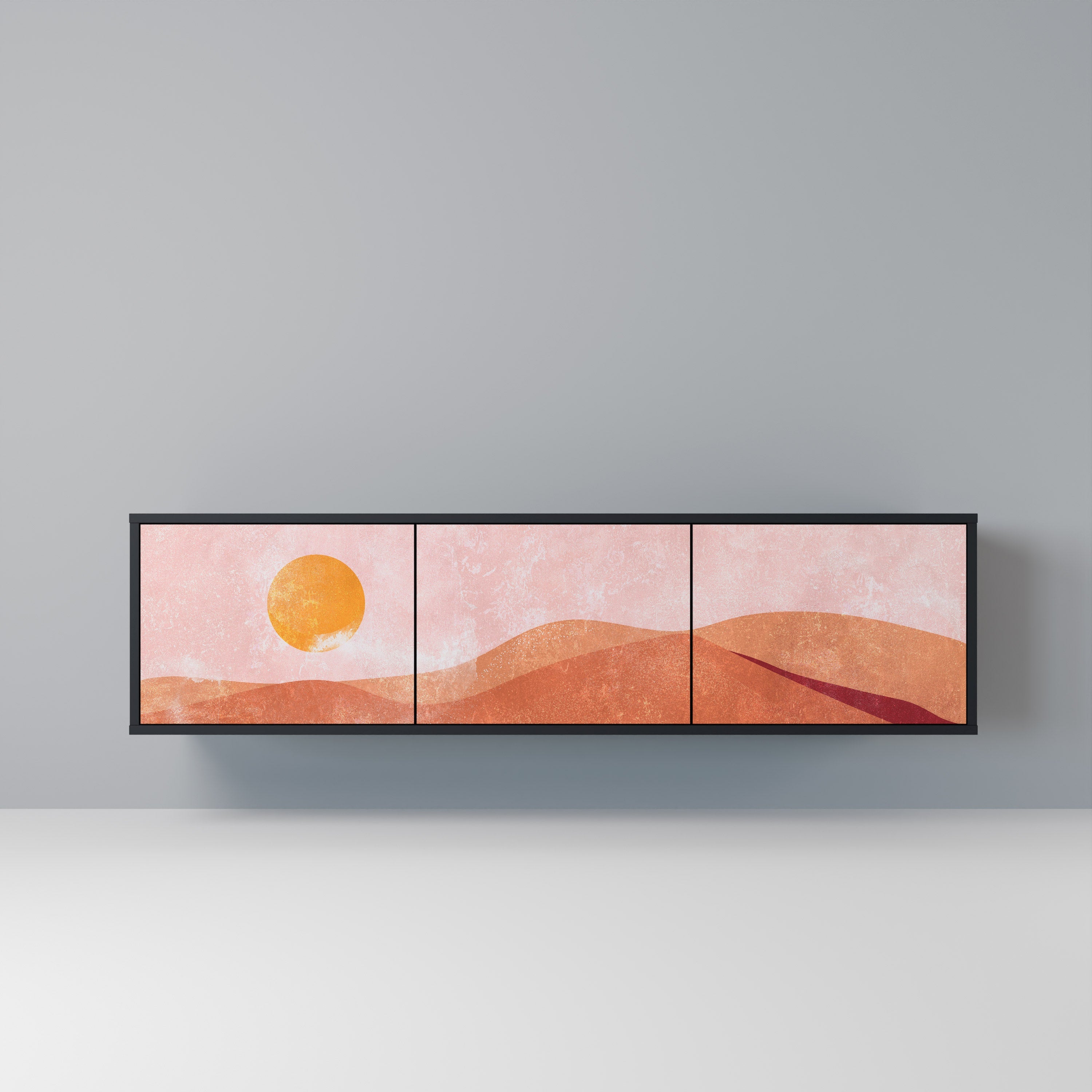 Meuble TV 3 portes LUMINOUS SUNLIGHT finition noire