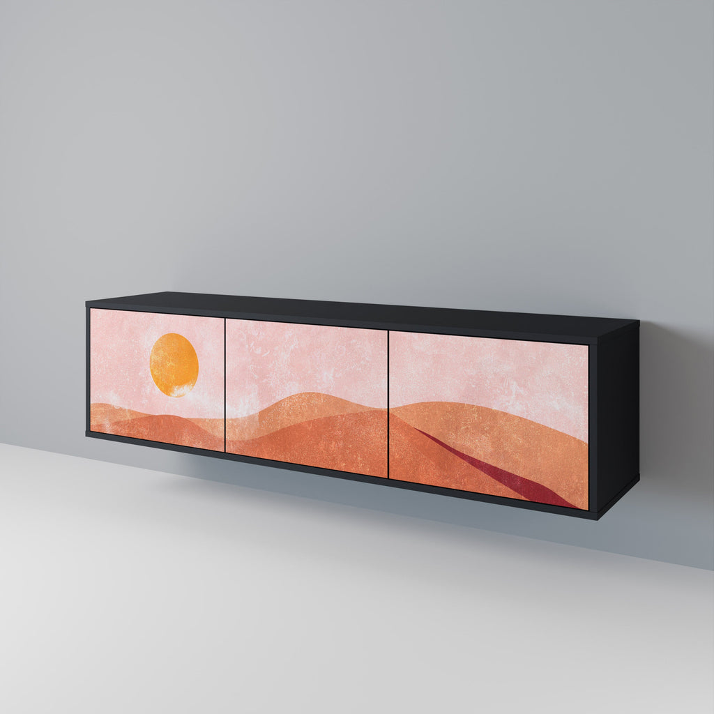 Meuble TV 3 portes LUMINOUS SUNLIGHT finition noire