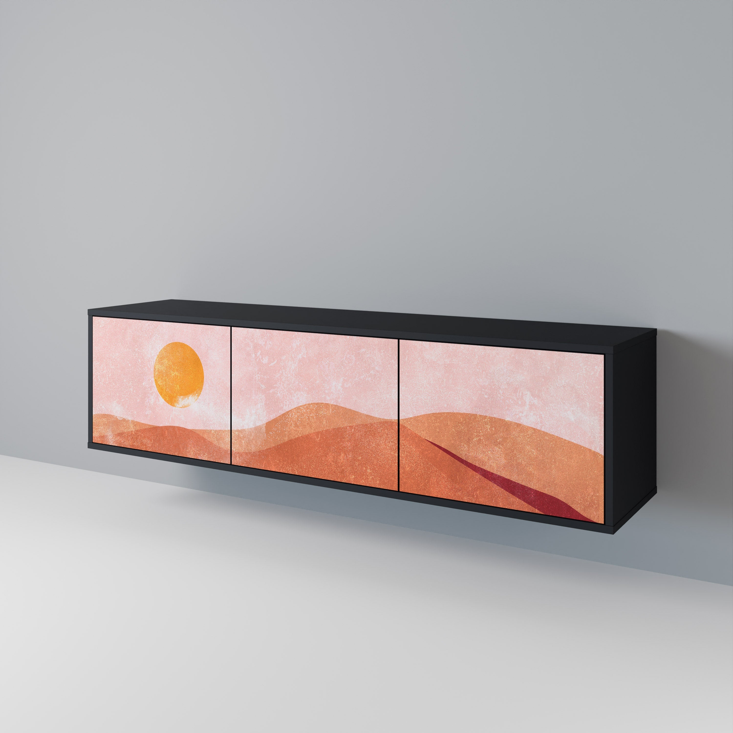 Meuble TV 3 portes LUMINOUS SUNLIGHT finition noire