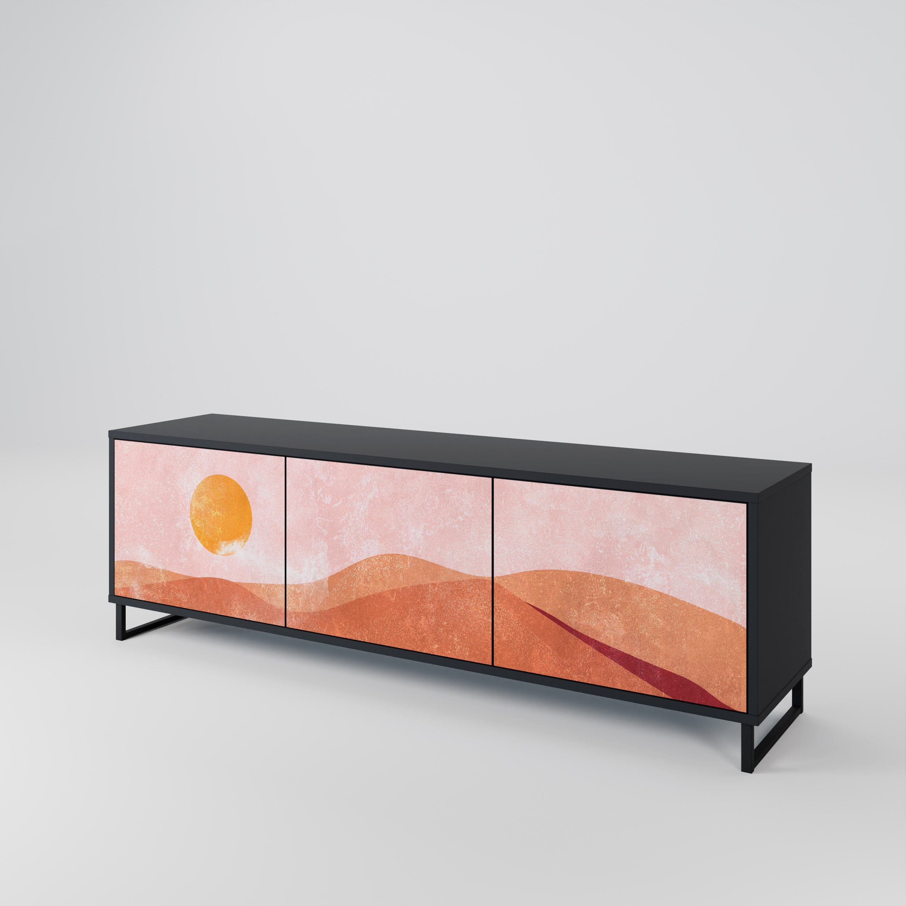 Meuble TV 3 portes LUMINOUS SUNLIGHT finition noire