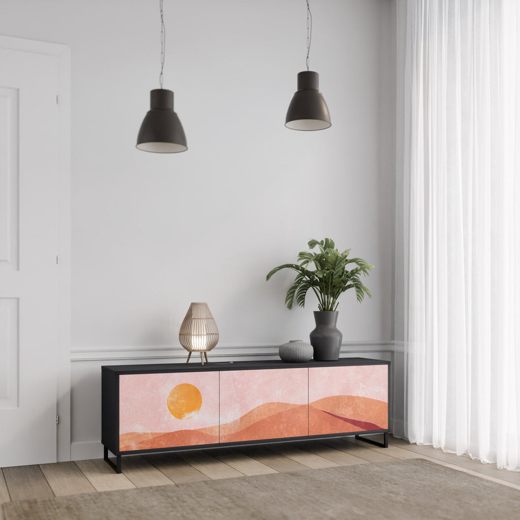 Meuble TV 3 portes LUMINOUS SUNLIGHT finition noire