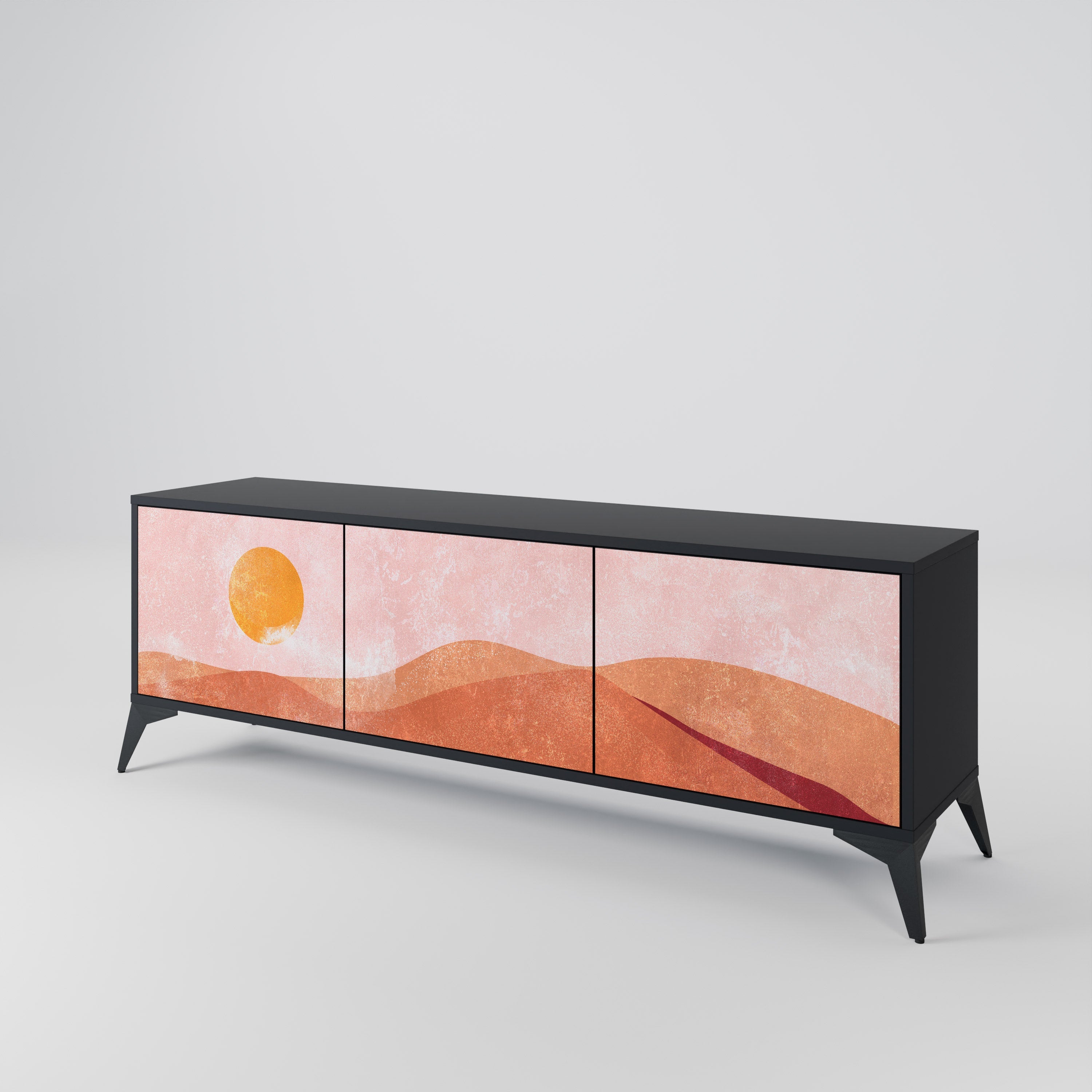 Meuble TV 3 portes LUMINOUS SUNLIGHT finition noire