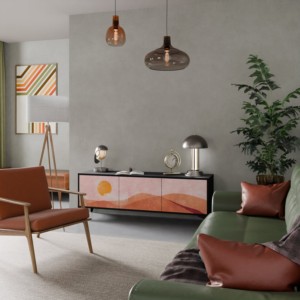 Meuble TV 3 portes LUMINOUS SUNLIGHT finition noire