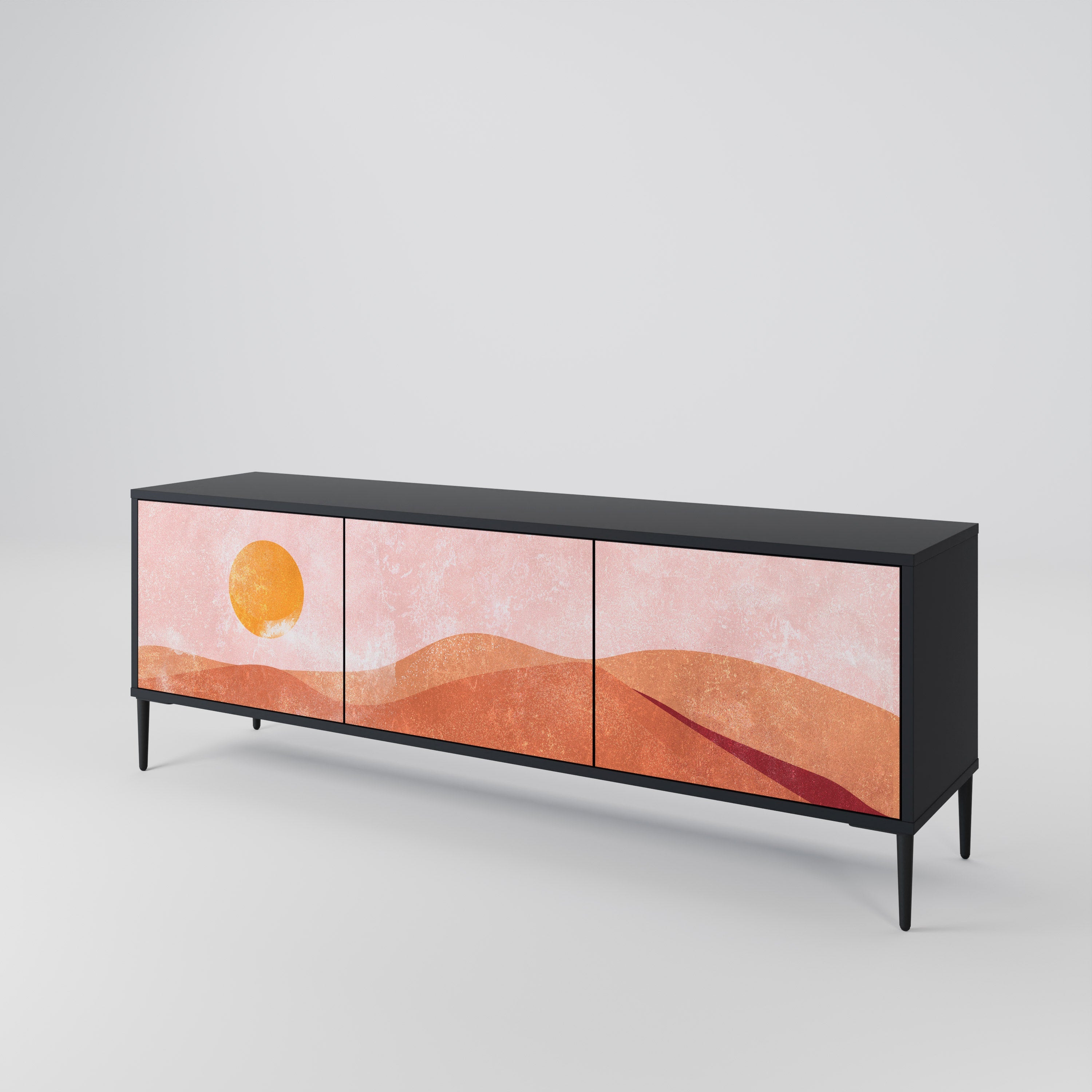 Meuble TV 3 portes LUMINOUS SUNLIGHT finition noire