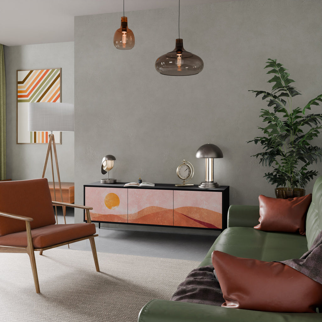 Meuble TV 3 portes LUMINOUS SUNLIGHT finition noire