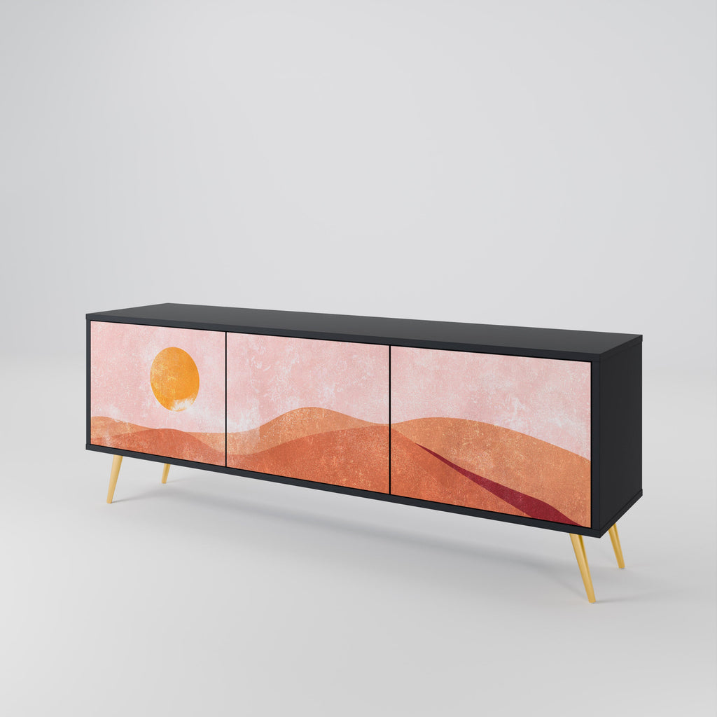 Meuble TV 3 portes LUMINOUS SUNLIGHT finition noire