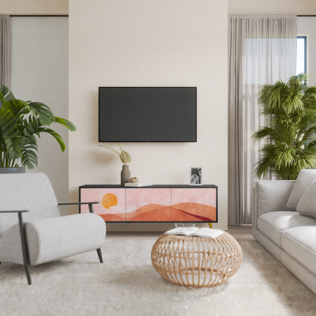 Meuble TV 3 portes LUMINOUS SUNLIGHT finition noire