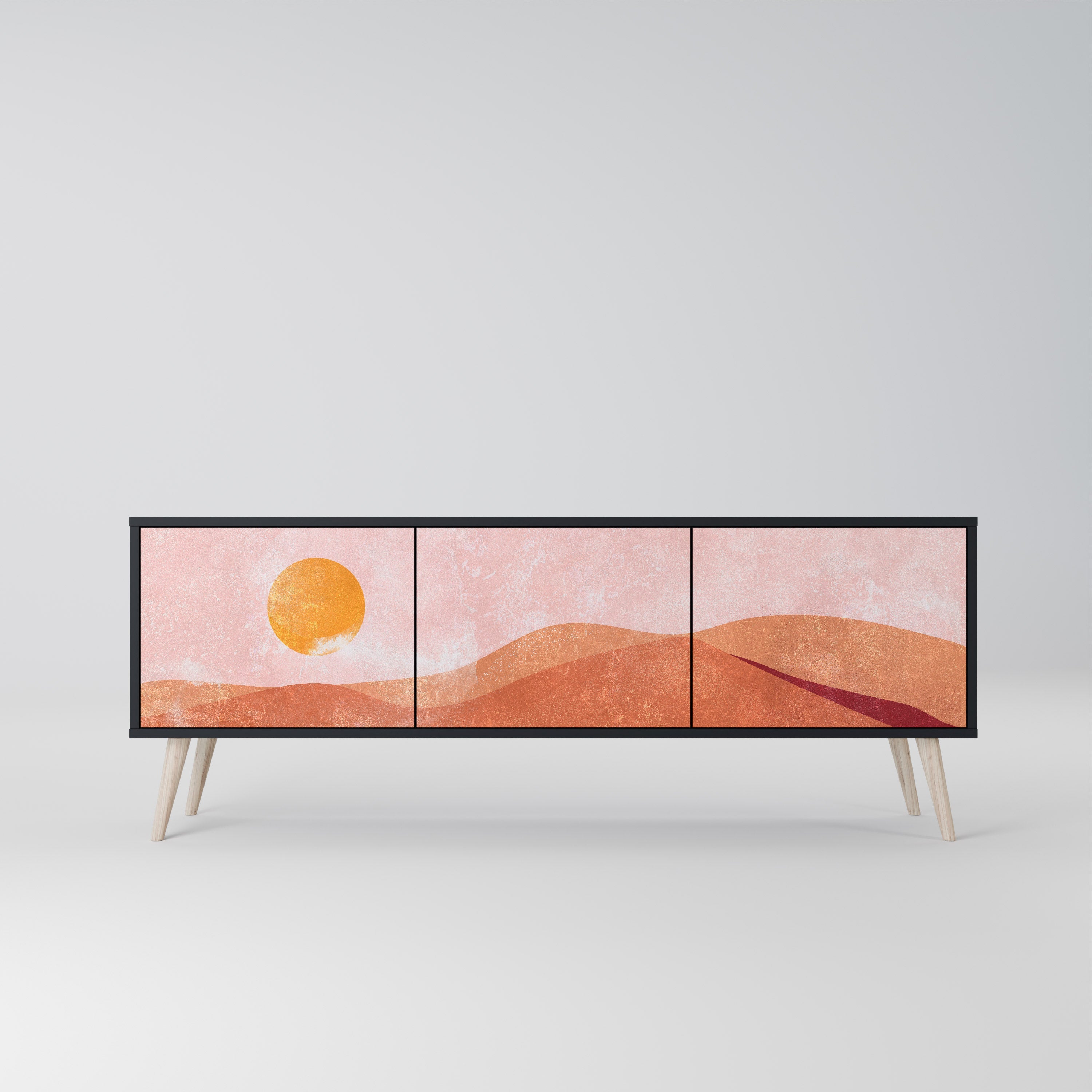 Meuble TV 3 portes LUMINOUS SUNLIGHT finition noire