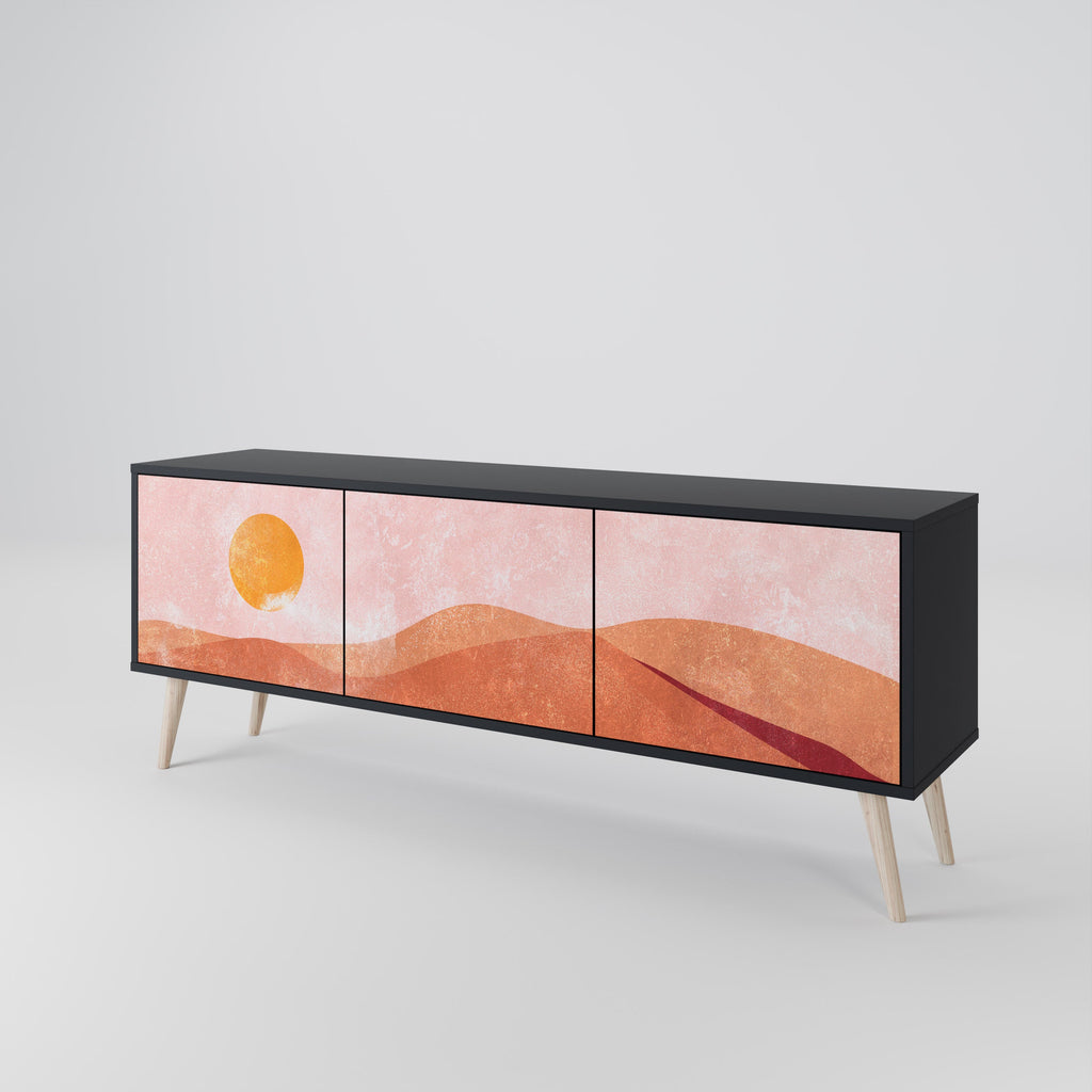 Meuble TV 3 portes LUMINOUS SUNLIGHT finition noire