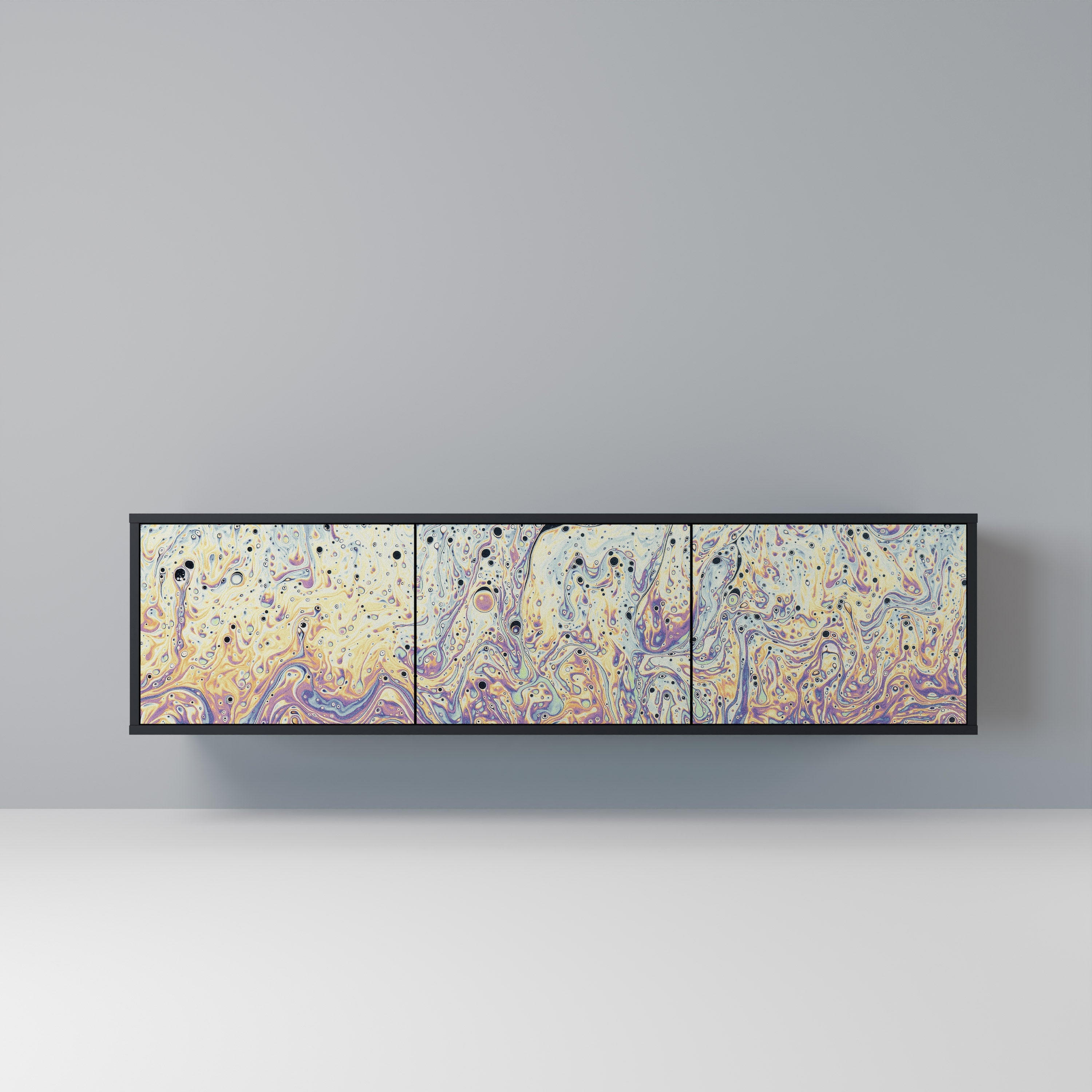 Meuble TV 3 portes MOSAIC OF COLORS finition noire