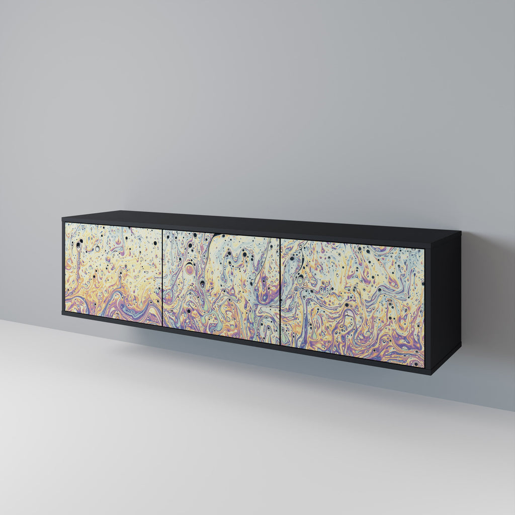 Meuble TV 3 portes MOSAIC OF COLORS finition noire