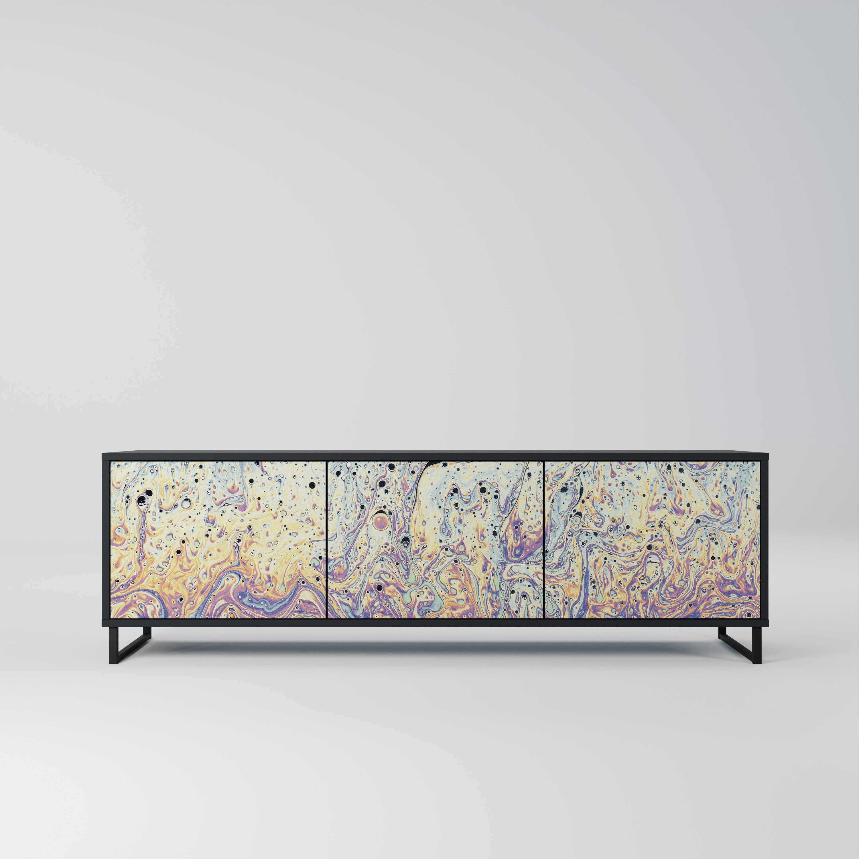 Meuble TV 3 portes MOSAIC OF COLORS finition noire