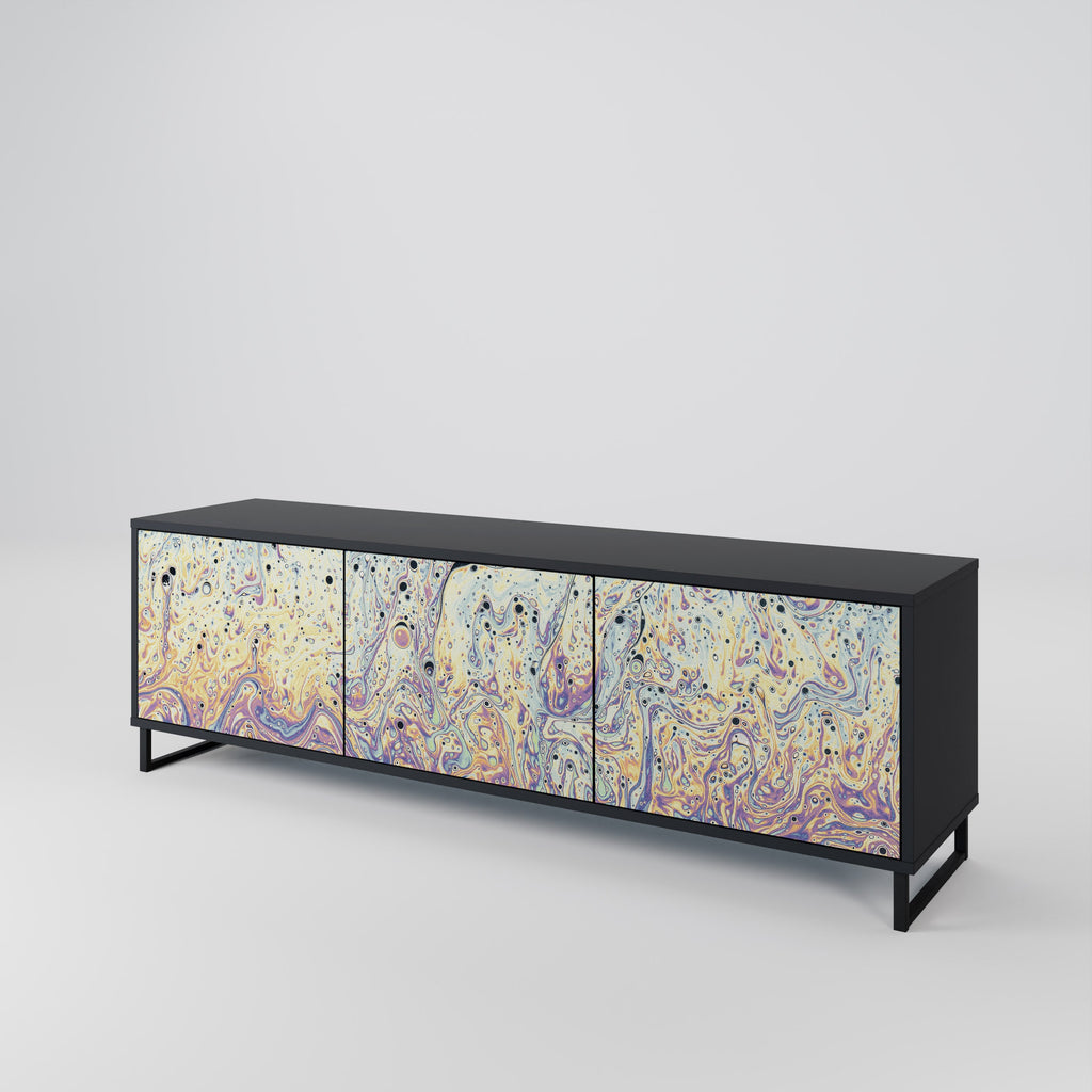 Meuble TV 3 portes MOSAIC OF COLORS finition noire