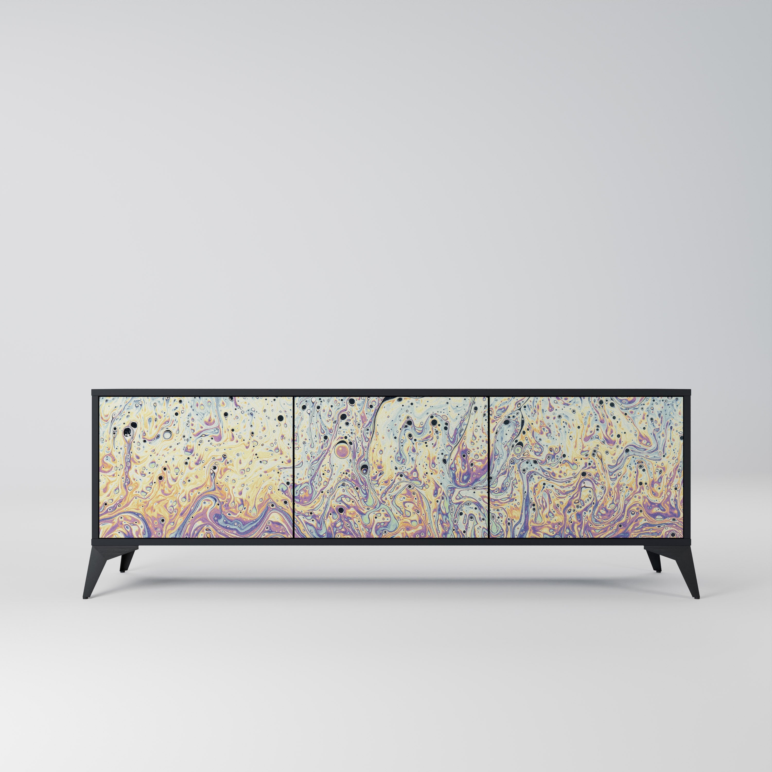 Meuble TV 3 portes MOSAIC OF COLORS finition noire