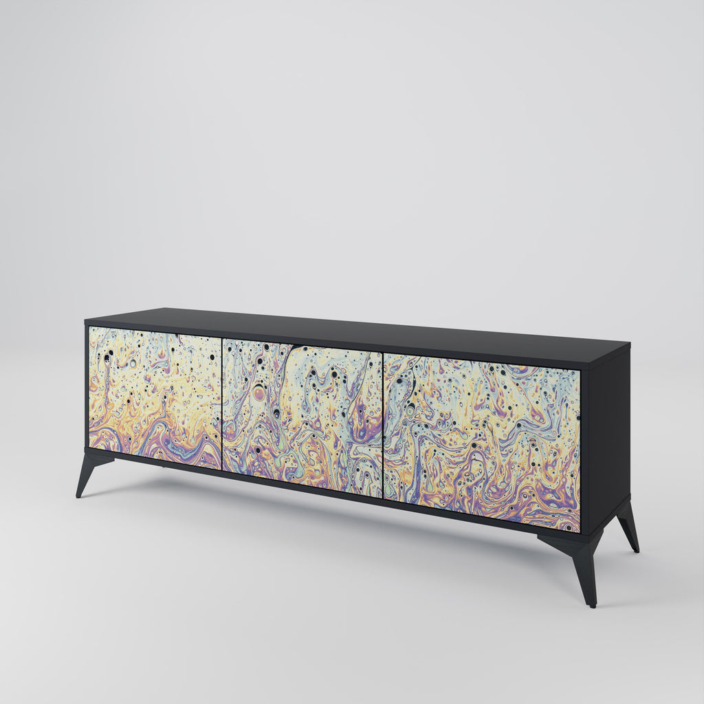 Meuble TV 3 portes MOSAIC OF COLORS finition noire