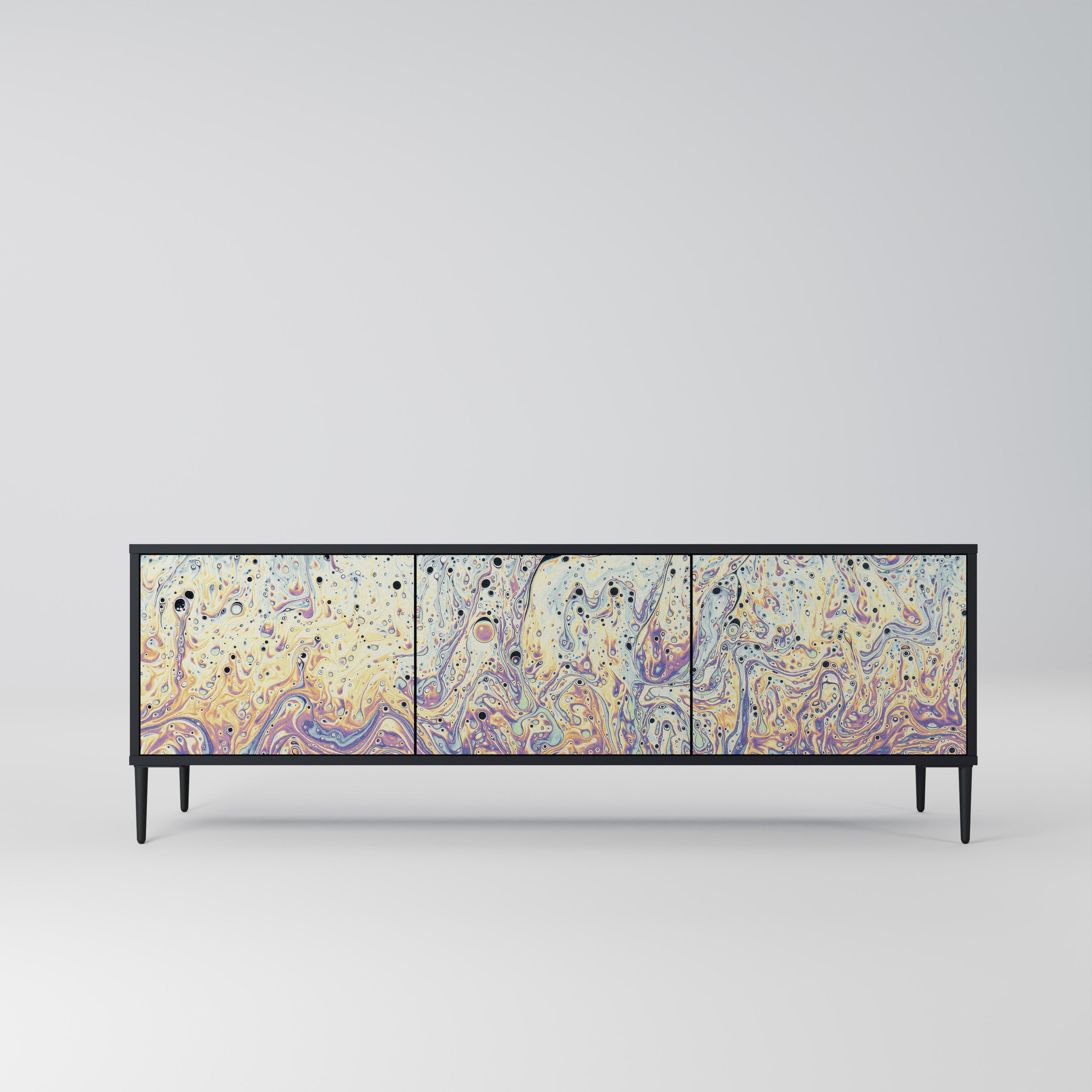 Meuble TV 3 portes MOSAIC OF COLORS finition noire