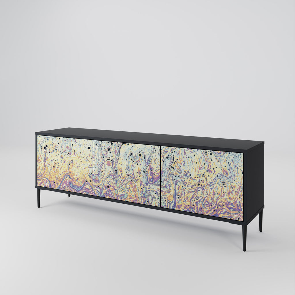 Meuble TV 3 portes MOSAIC OF COLORS finition noire