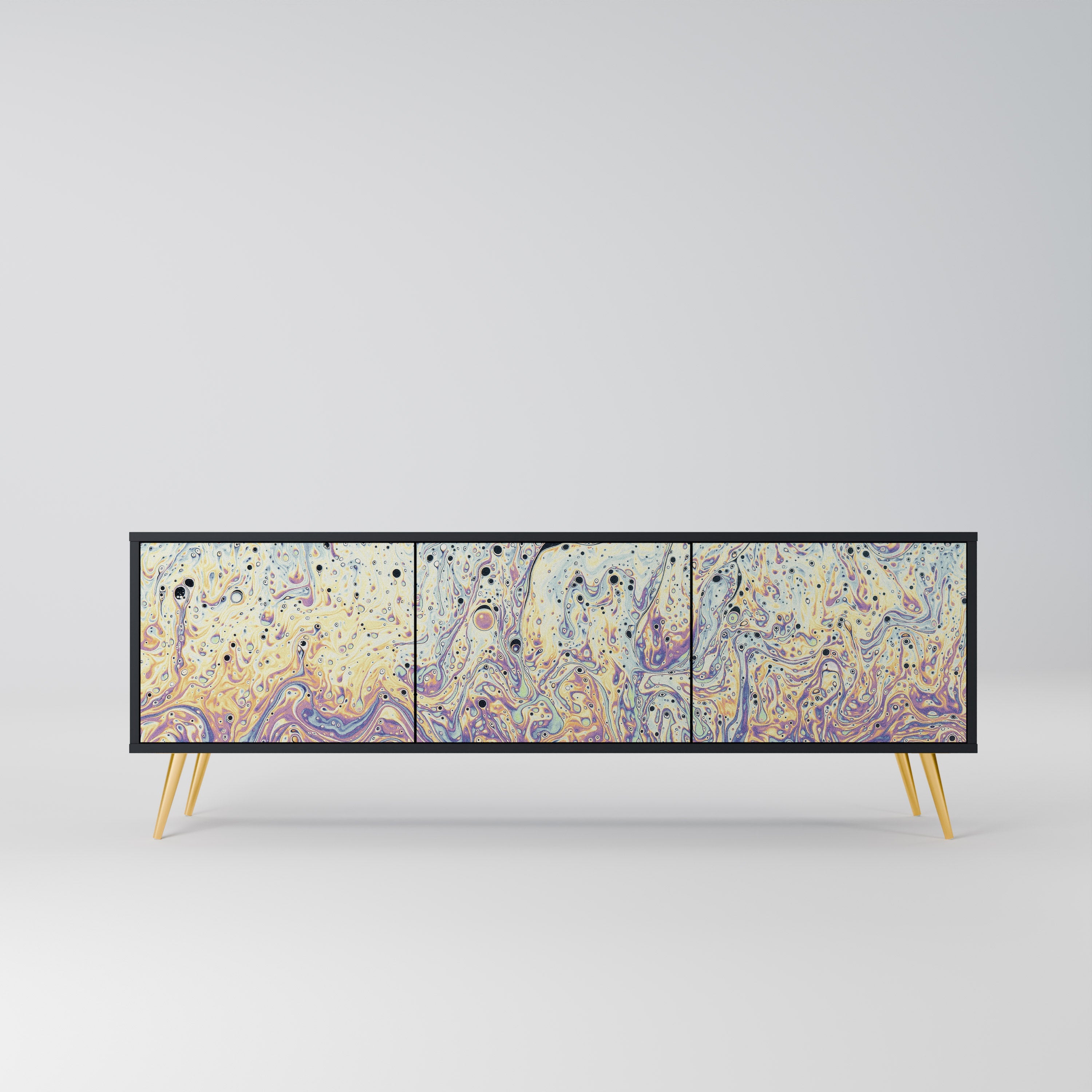 Meuble TV 3 portes MOSAIC OF COLORS finition noire