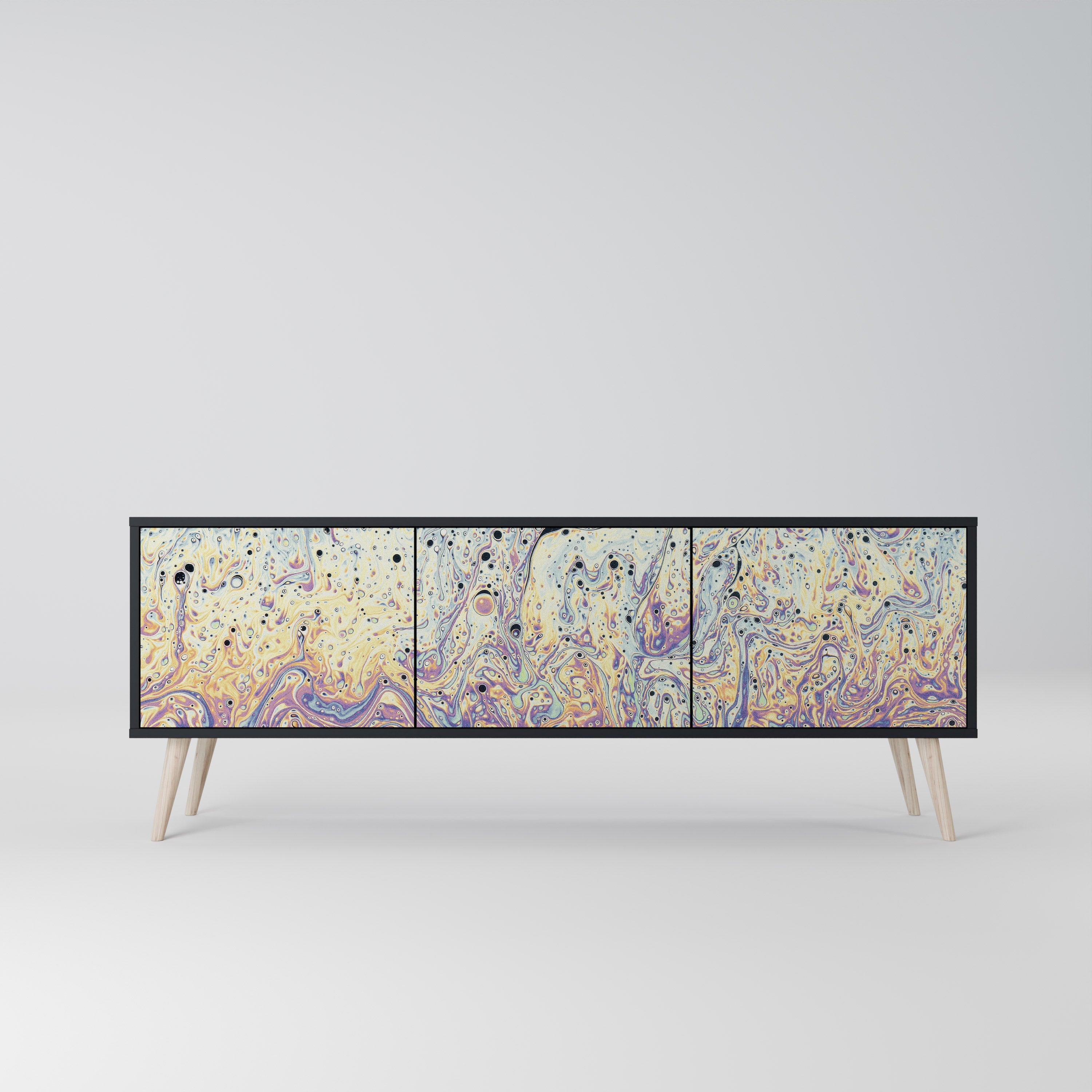 Meuble TV 3 portes MOSAIC OF COLORS finition noire