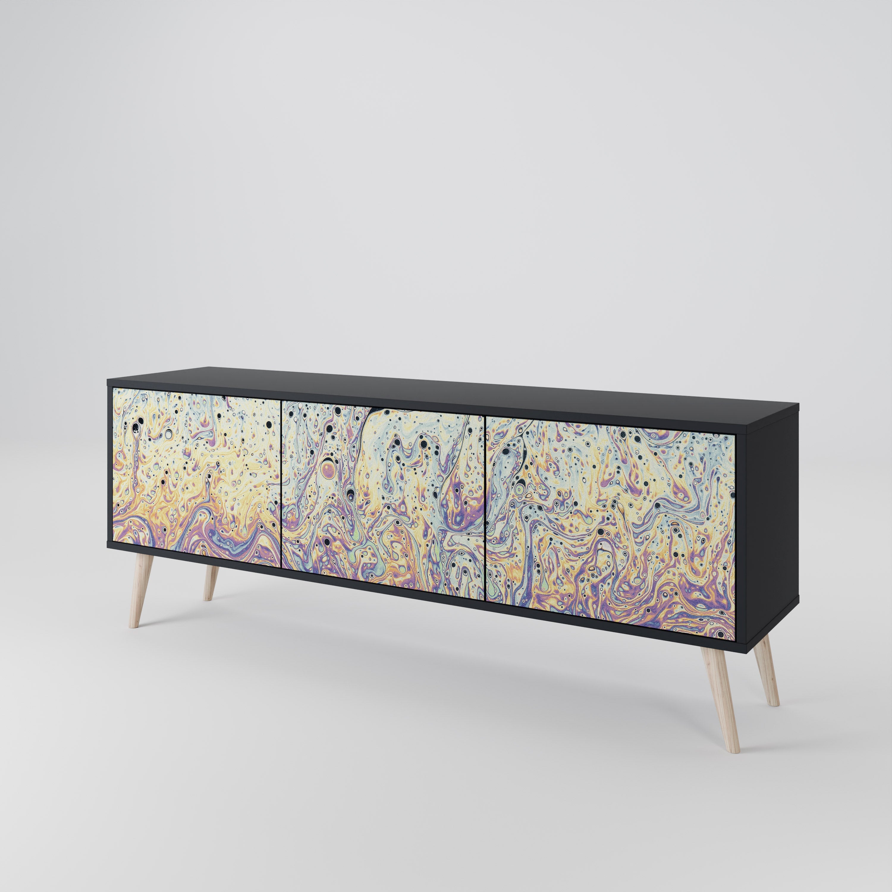 Meuble TV 3 portes MOSAIC OF COLORS finition noire