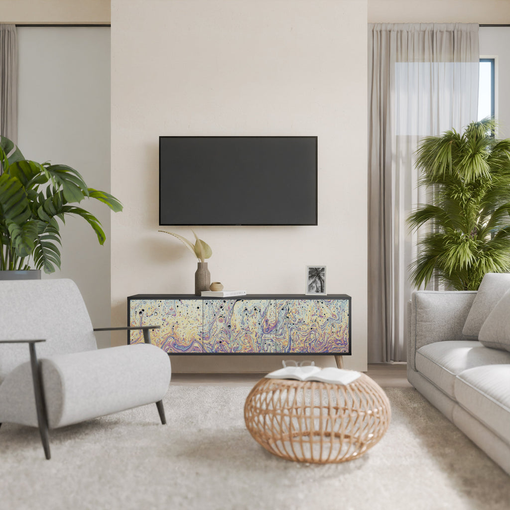 Meuble TV 3 portes MOSAIC OF COLORS finition noire