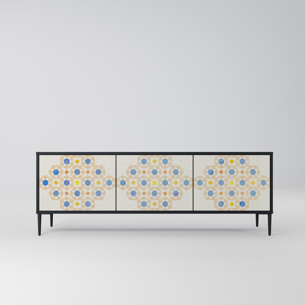 Meuble TV 3 portes PATTERNED PRISM en finition noire