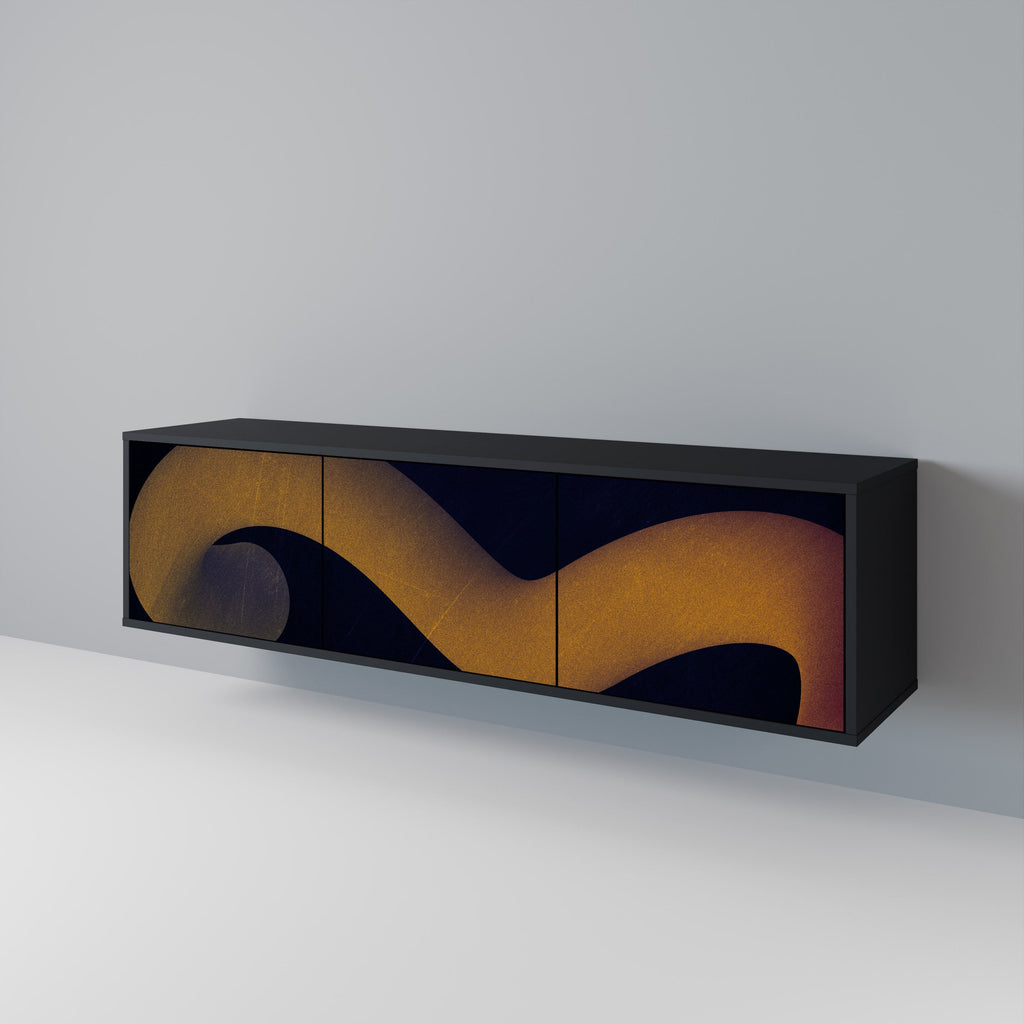 Meuble TV 3 portes HOLLOW TIME finition noire