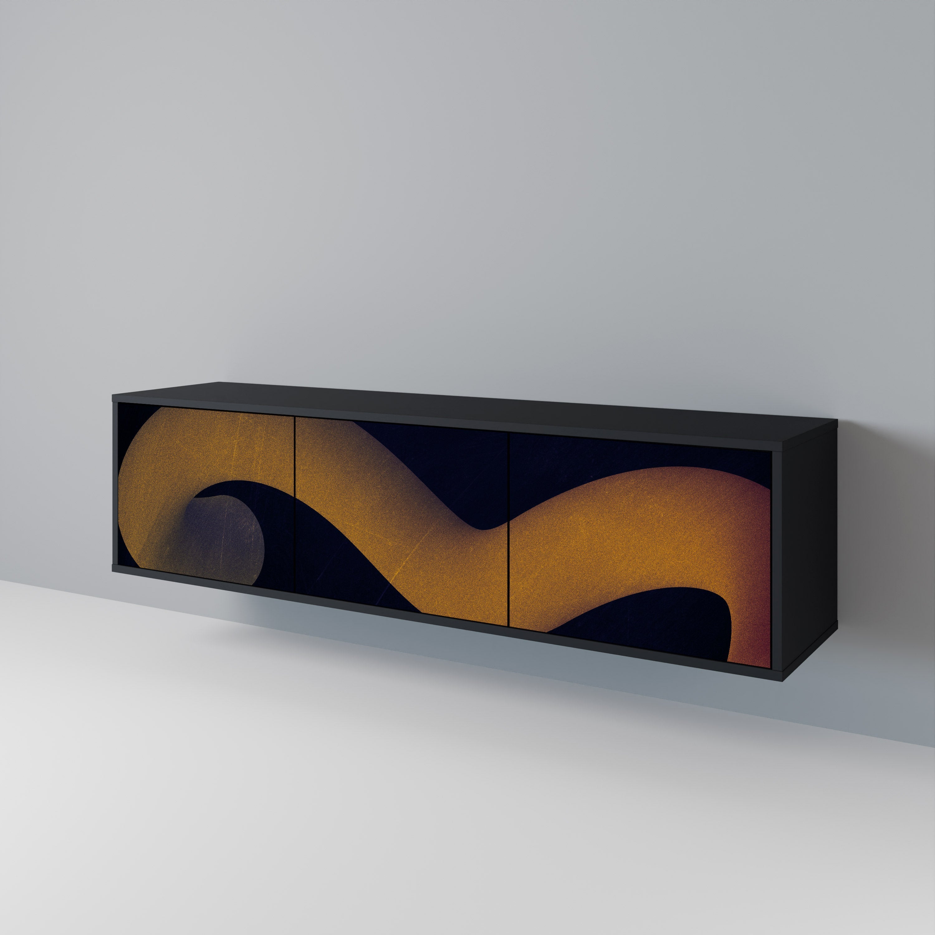 Meuble TV 3 portes HOLLOW TIME finition noire