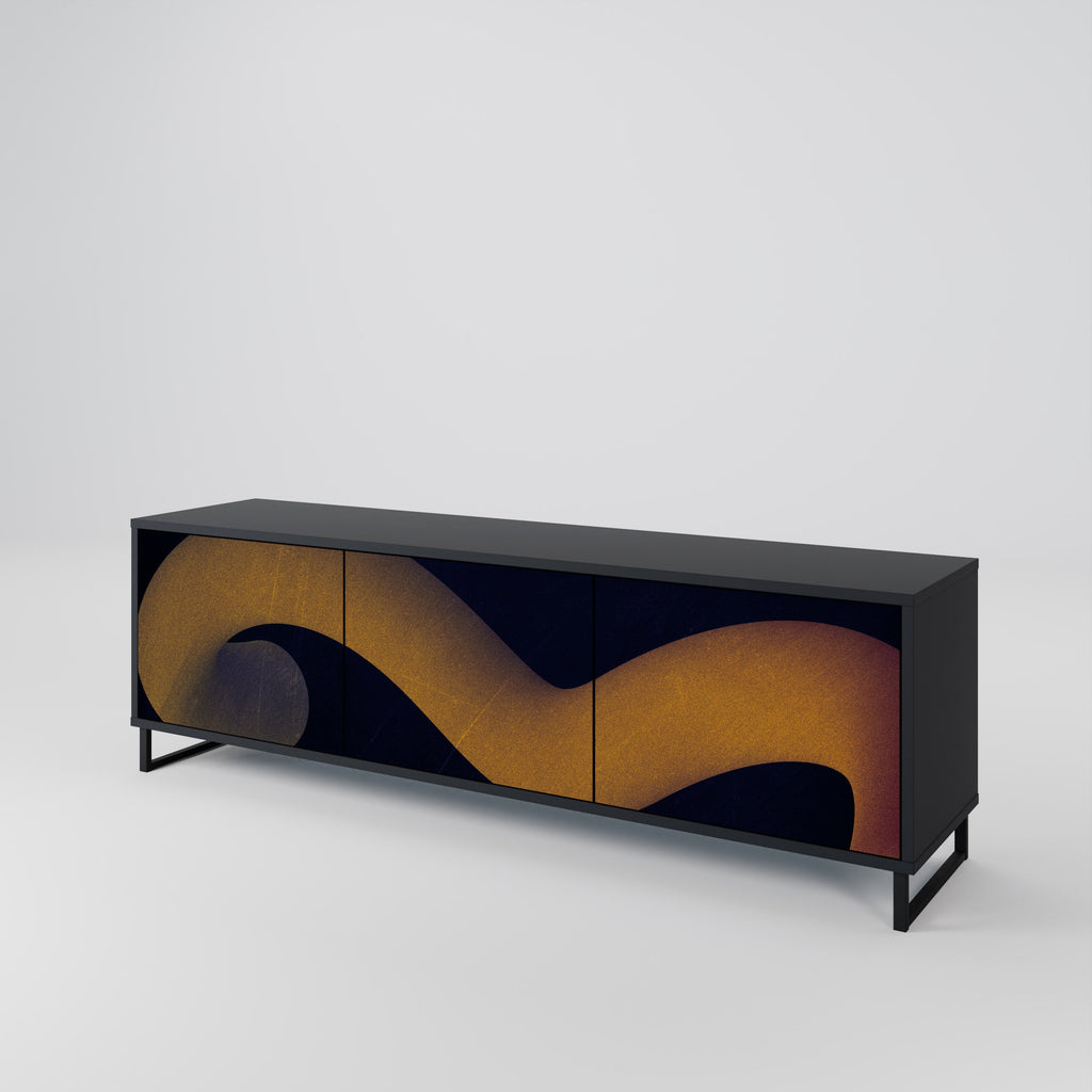 Meuble TV 3 portes HOLLOW TIME finition noire