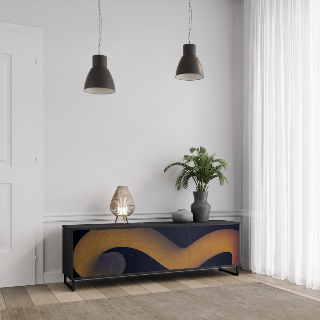 Meuble TV 3 portes HOLLOW TIME finition noire